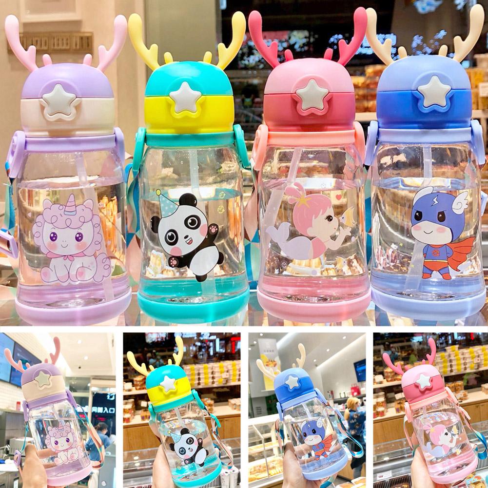 Cartoon Kids 500ml Water Bottle with Straw | Leak-Proof Pop-Up Spout School & Travel Bottle