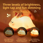 Cute Bunny Silicone Night Light – Soft Touch LED Bedside Lamp