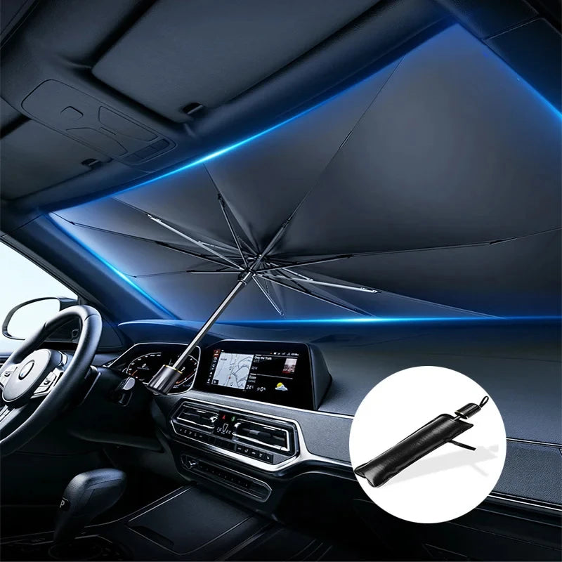 Foldable Car Windshield Sunshade Umbrella – UV Protection Heat Shield for Front Windscreen