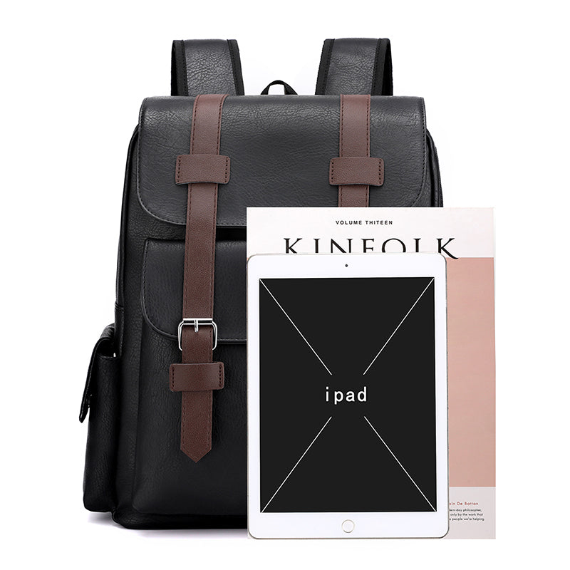 Vintage Leather Laptop Backpack – Waterproof Anti-Theft Business Travel Backpack for Men & Women (15.6")