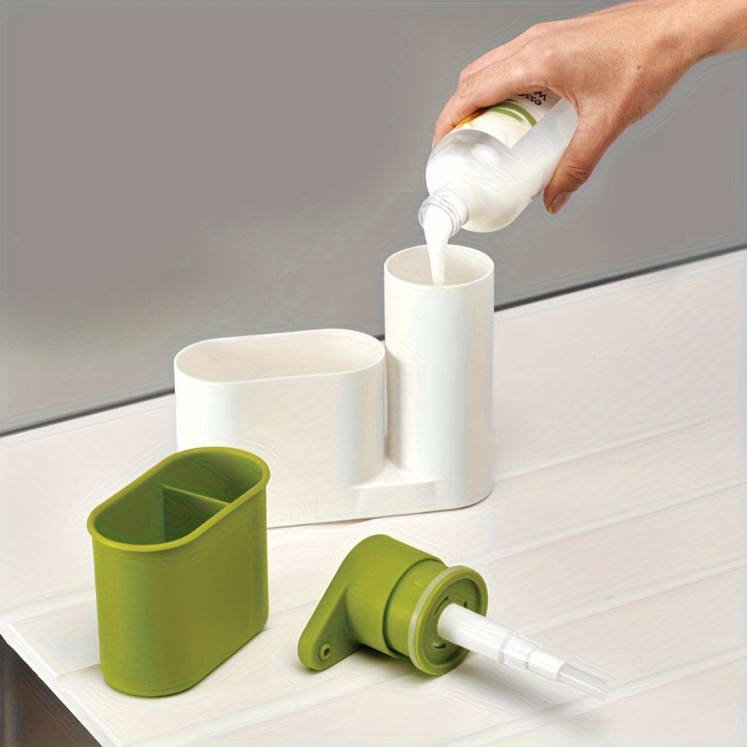 2-in-1 Soap Dispenser with Sink Organizer | Kitchen & Bathroom Detergent Dispenser Caddy