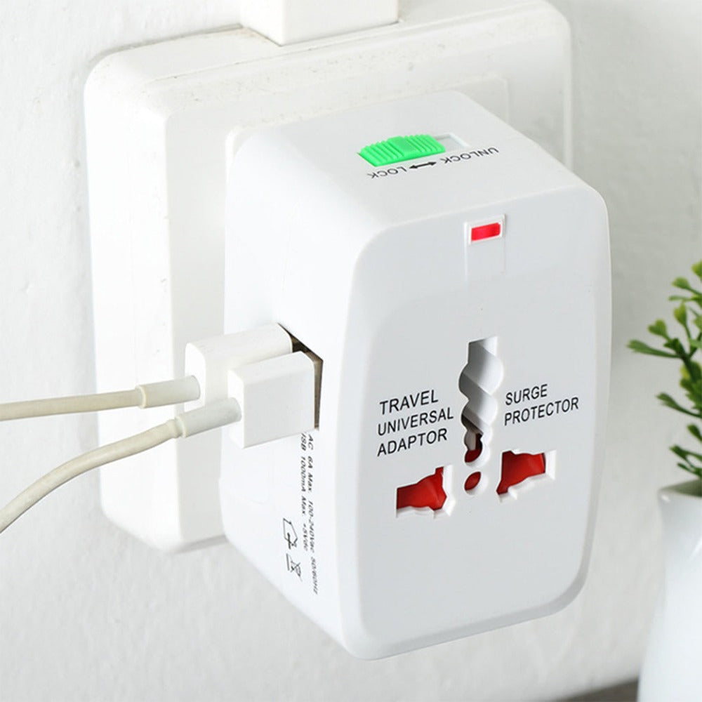 All-in-One Universal Travel Adapter with Dual USB Ports – International Plug Converter