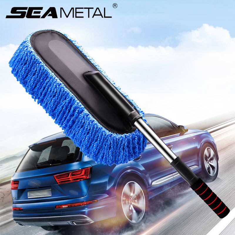 SEAMETAL Extendable Microfiber Car Duster & Cleaning Mop Kit – Retractable Car Wash Brush with Wax Mop