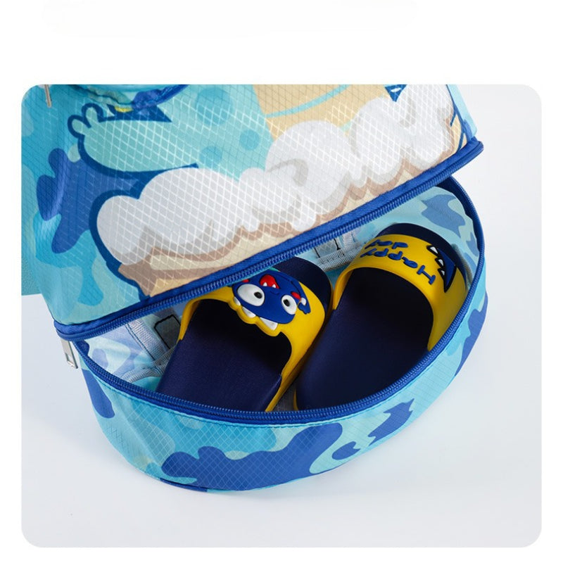 Kids Cartoon Swimming Bag | Waterproof Drawstring Beach & Pool Backpack with Wet/Dry Compartment
