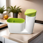 2-in-1 Soap Dispenser with Sink Organizer | Kitchen & Bathroom Detergent Dispenser Caddy