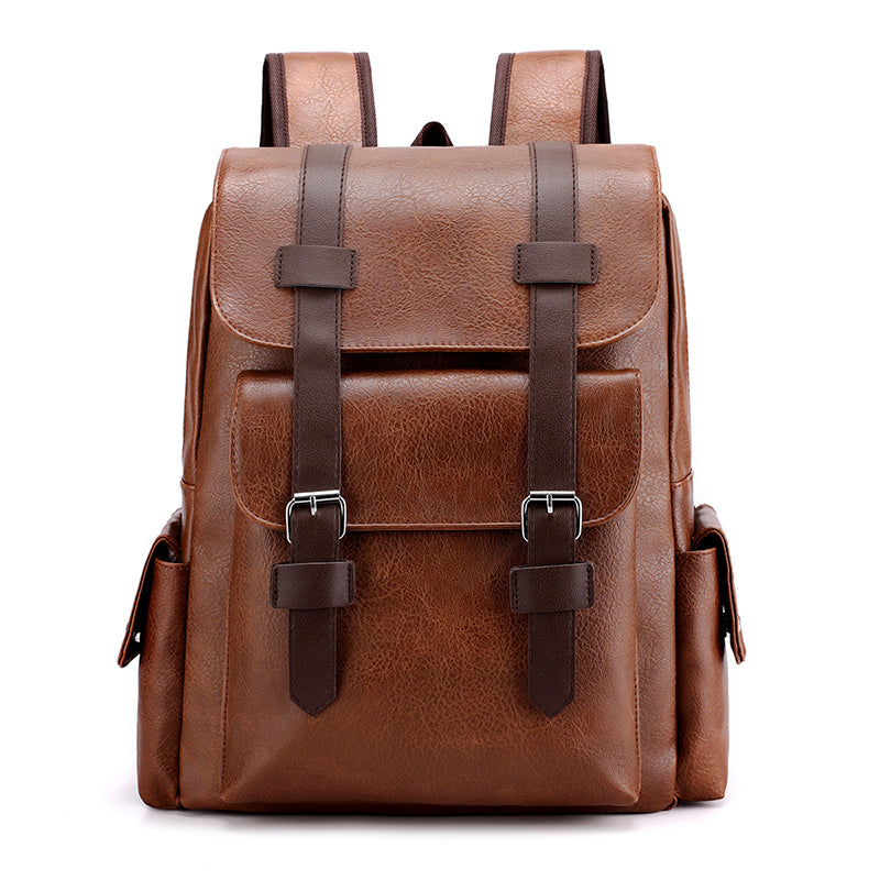 Vintage Leather Laptop Backpack – Waterproof Anti-Theft Business Travel Backpack for Men & Women (15.6")