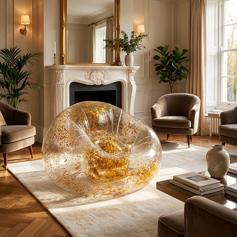 Inflatable Transparent Air Bean Bag Chair – Portable Lazy Sofa for Indoor & Outdoor Use