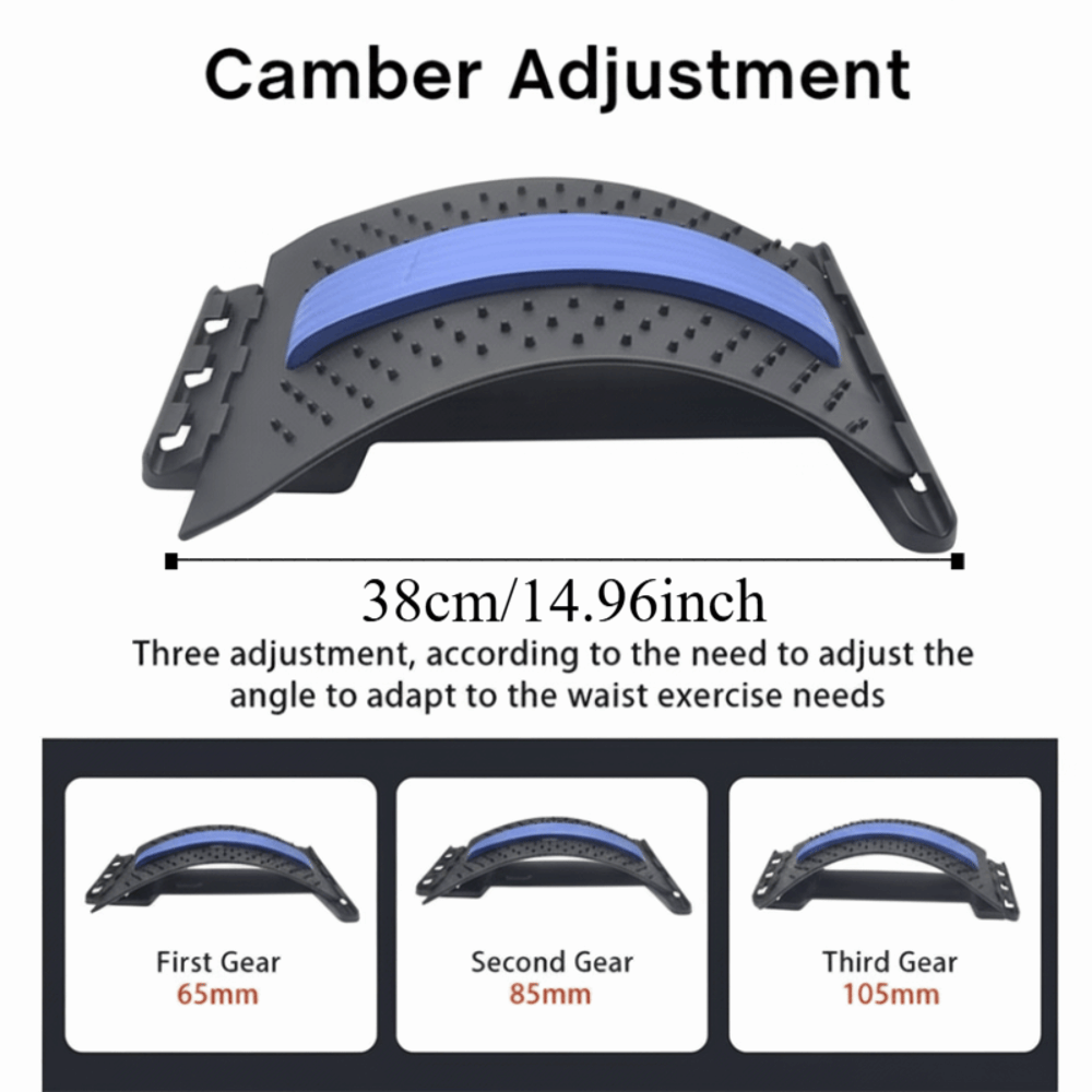 3-Level Adjustable Back Stretcher – Lumbar Support & Back Pain Relief Massager with Acupressure Points
