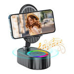 5-in-1 Wireless Induction Speaker Phone Stand | Foldable Rotating Mobile Holder with Ambient Light