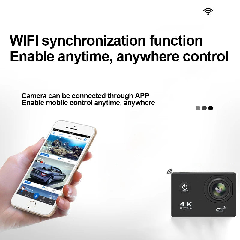 4K Ultra HD WiFi Action Camera – 12MP Waterproof Sports Camera with Mounting Accessories