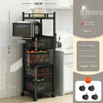 5 Tier Rolling Kitchen Storage Cart – Multi-Purpose Metal Utility Organizer with Wheels
