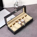 Premium PU Leather Watch Storage Box with Glass Display Lid & Lock