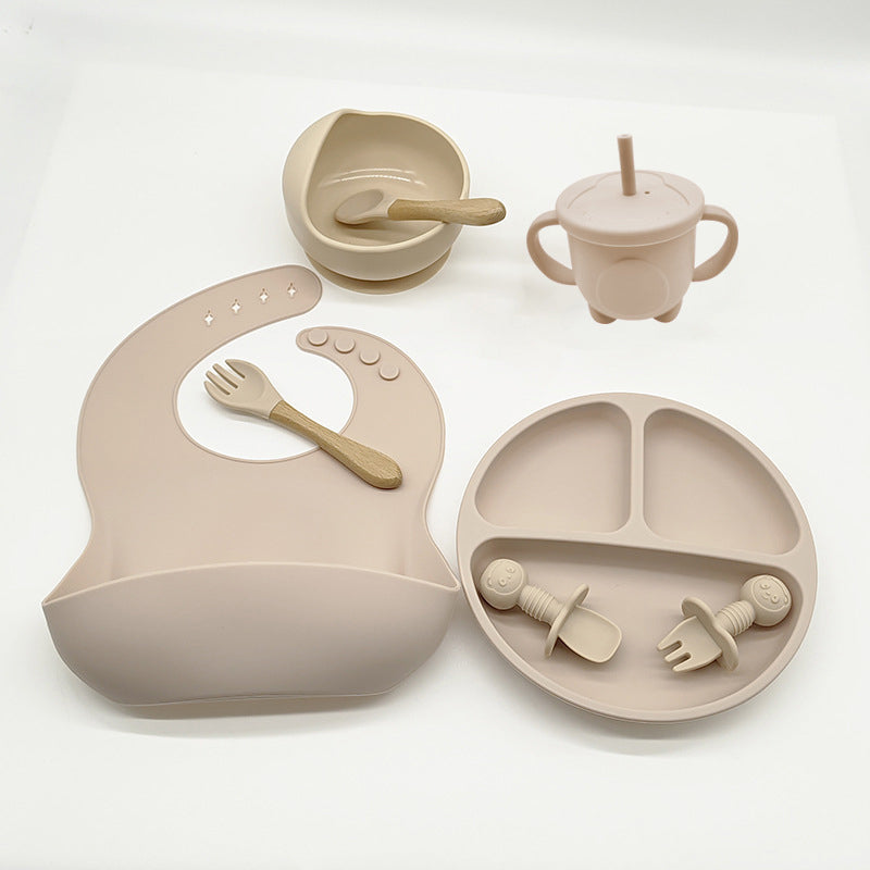 Baby Silicone Feeding Set – Plate, Bowl, Bib, Cup, Spoon & Fork Set