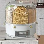 360° Rotating Rice & Grain Dispenser | Airtight Multi-Compartment Cereal Storage Container