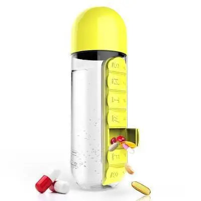 BPA-Free Water Bottle with 7-Day Pill Organizer | Leakproof 20oz Travel Vitamin & Medicine Bottle