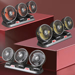 360° Triple Head Car Cooling Fan | Adjustable 3-Speed Dashboard Fan for 12V/24V Vehicles