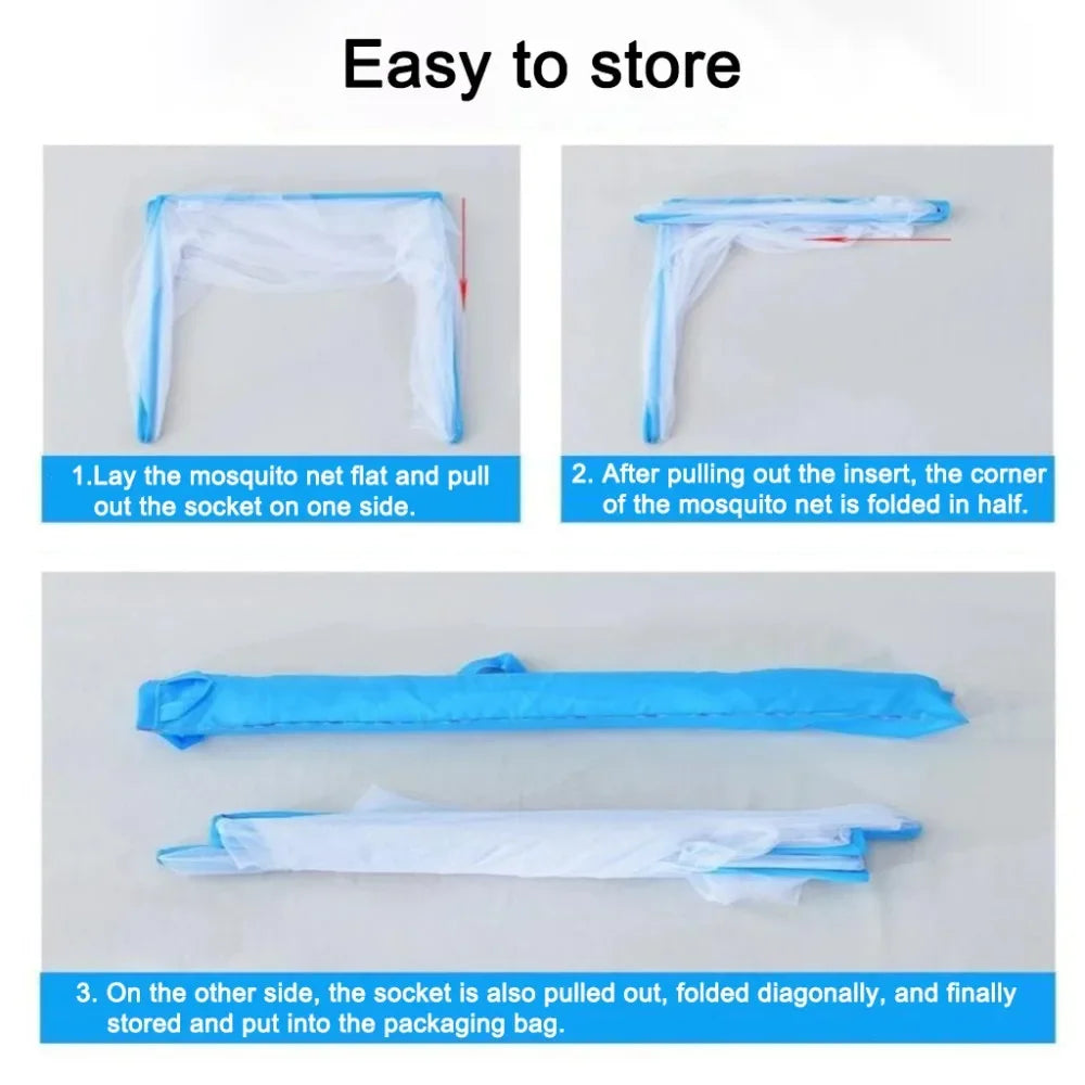 Foldable Pop-Up Mosquito Net Tent for Bed – Portable Zippered Insect Protection