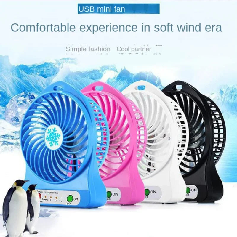 Mini Portable USB Rechargeable Fan with LED Light | Handheld & Desktop Cooling Fan (1200mAh Battery)