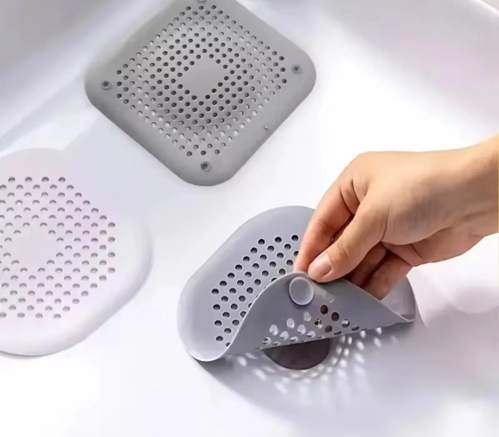 Silicone Drain Hair Catcher – Anti-Clog Suction Cup Filter for Bathroom, Kitchen etc