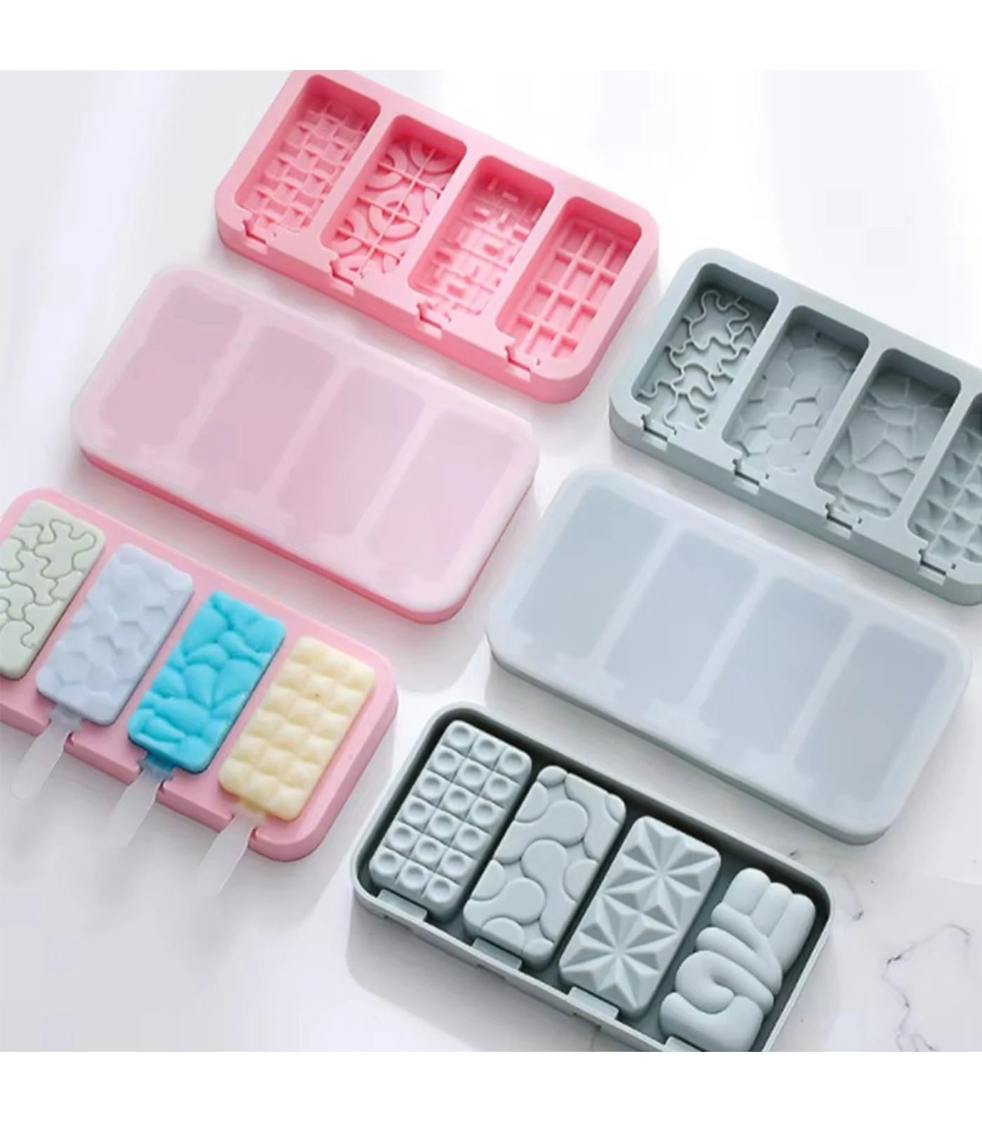 Silicone Ice Cream Mold with Lid – Popsicle Maker &amp; Ice Cube Tray for Homemade Treats