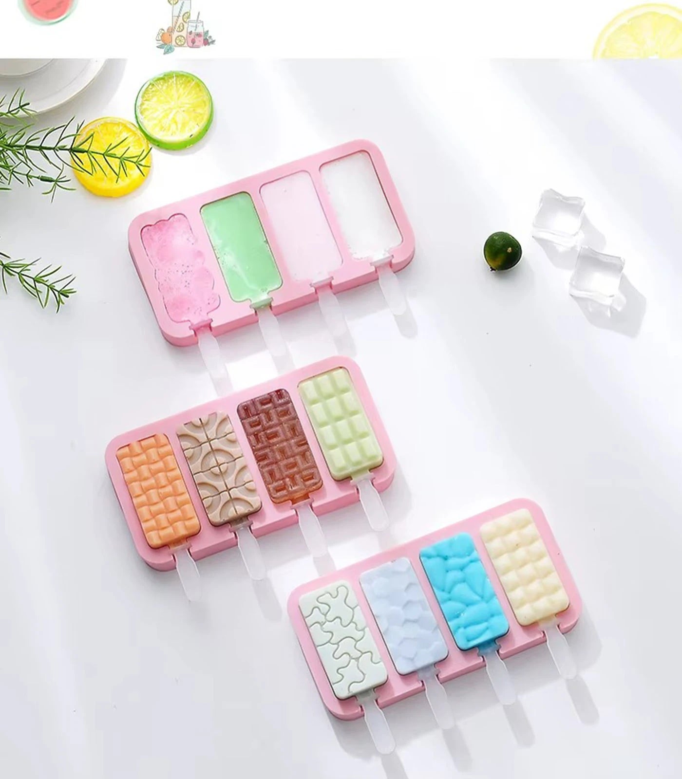 Silicone Ice Cream Mold with Lid – Popsicle Maker &amp; Ice Cube Tray for Homemade Treats