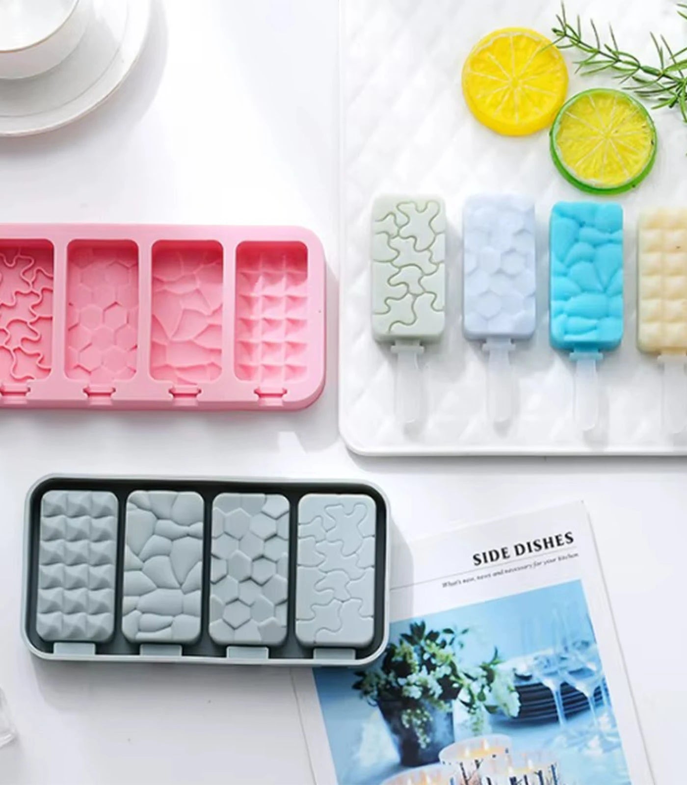 Silicone Ice Cream Mold with Lid – Popsicle Maker &amp; Ice Cube Tray for Homemade Treats