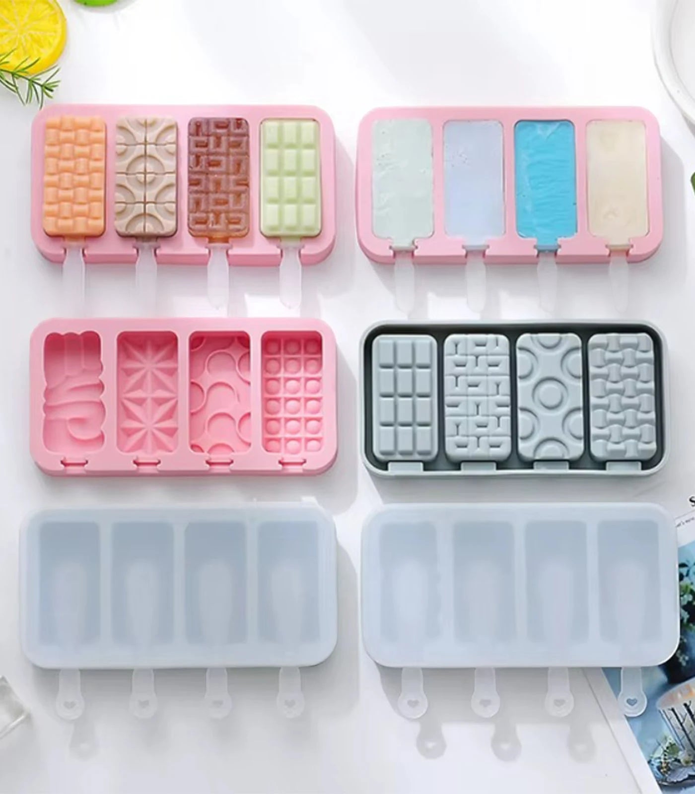 Silicone Ice Cream Mold with Lid – Popsicle Maker &amp; Ice Cube Tray for Homemade Treats