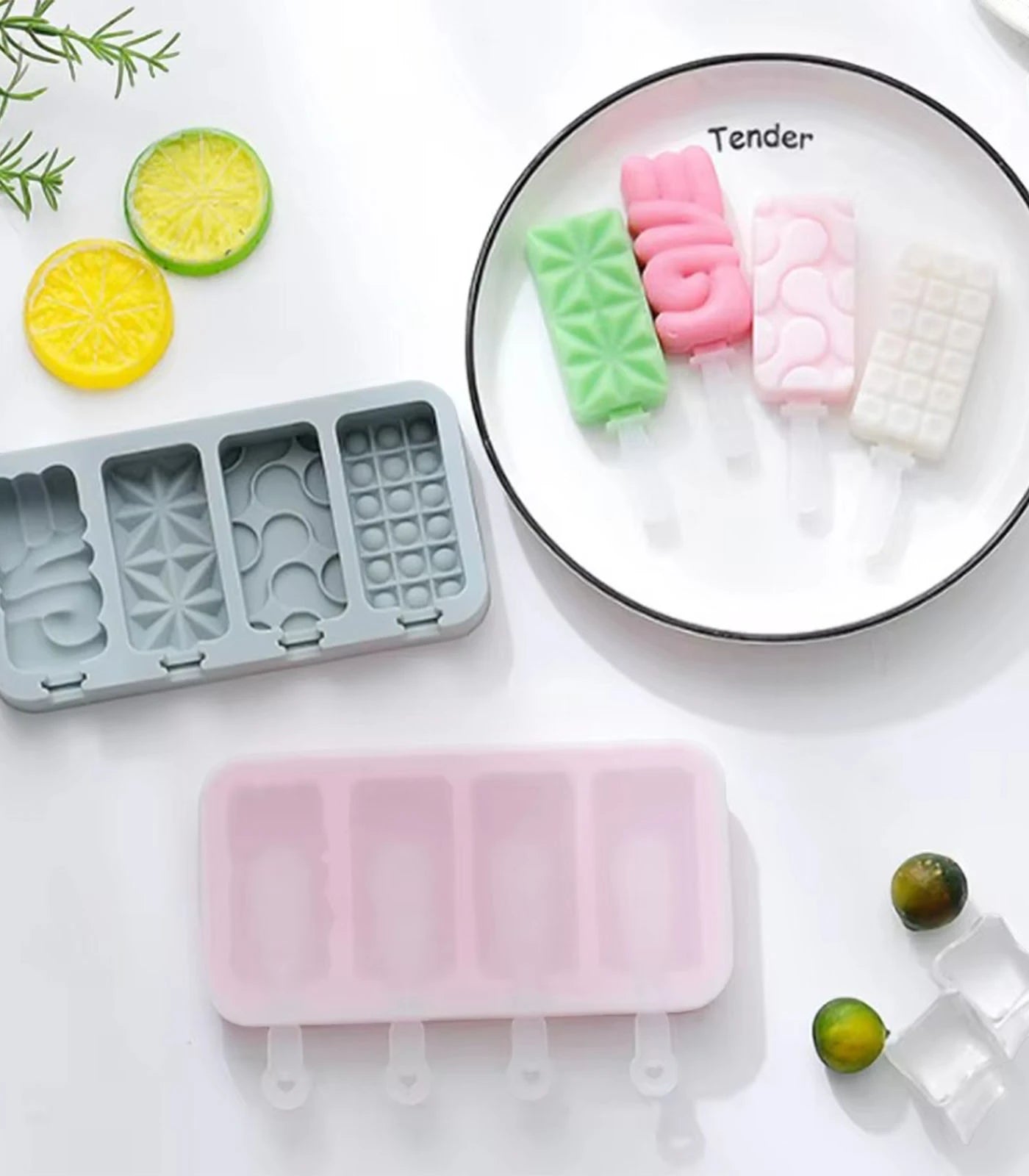 Silicone Ice Cream Mold with Lid – Popsicle Maker &amp; Ice Cube Tray for Homemade Treats