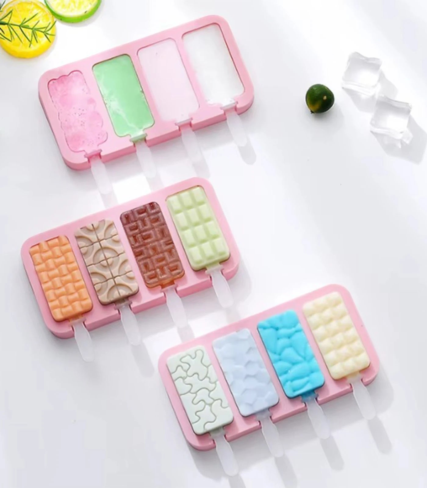 Silicone Ice Cream Mold with Lid – Popsicle Maker &amp; Ice Cube Tray for Homemade Treats