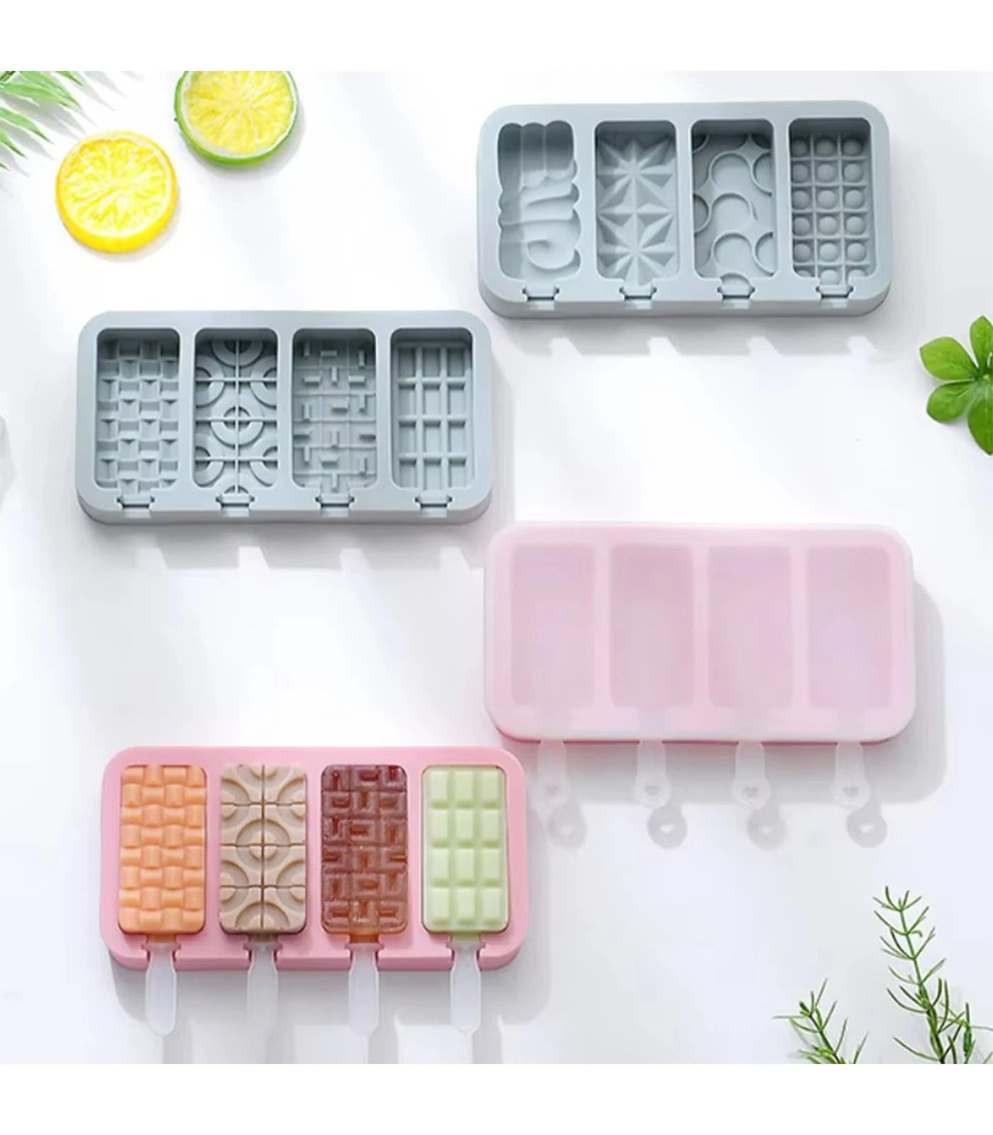 Silicone Ice Cream Mold with Lid – Popsicle Maker &amp; Ice Cube Tray for Homemade Treats