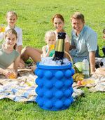 Silicone Quick Freeze Ice Cube Tray with Round Ice Bucket