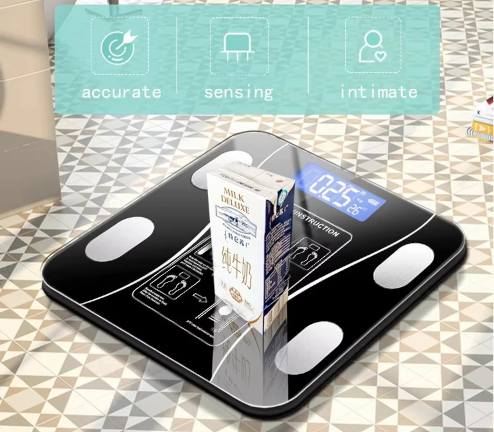 Smart Bluetooth Body Fat Scale – Tracks weight, BMI & full body composition with app sync