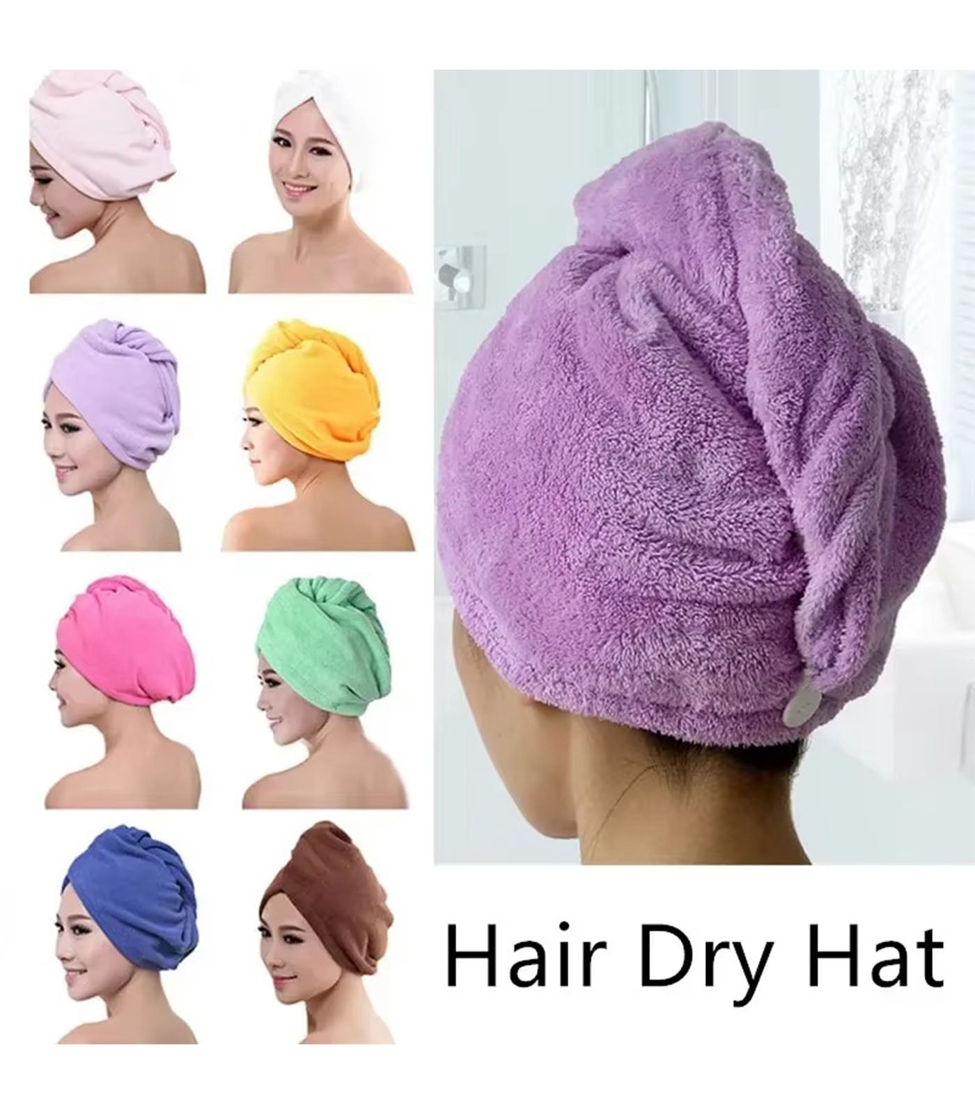 Soft Microfiber Hair Drying Cap – Quick-Dry Towel Hat