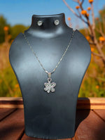 Sparkling Silver Pendant Necklaces with Stud Earrings