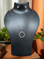 Sparkling Silver Pendant Necklaces with Stud Earrings