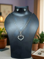 Sparkling Silver Pendant Necklaces with Stud Earrings