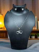 Sparkling Silver Pendant Necklaces with Stud Earrings