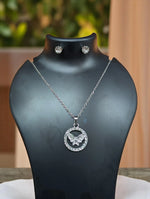 Sparkling Silver Pendant Necklaces with Stud Earrings