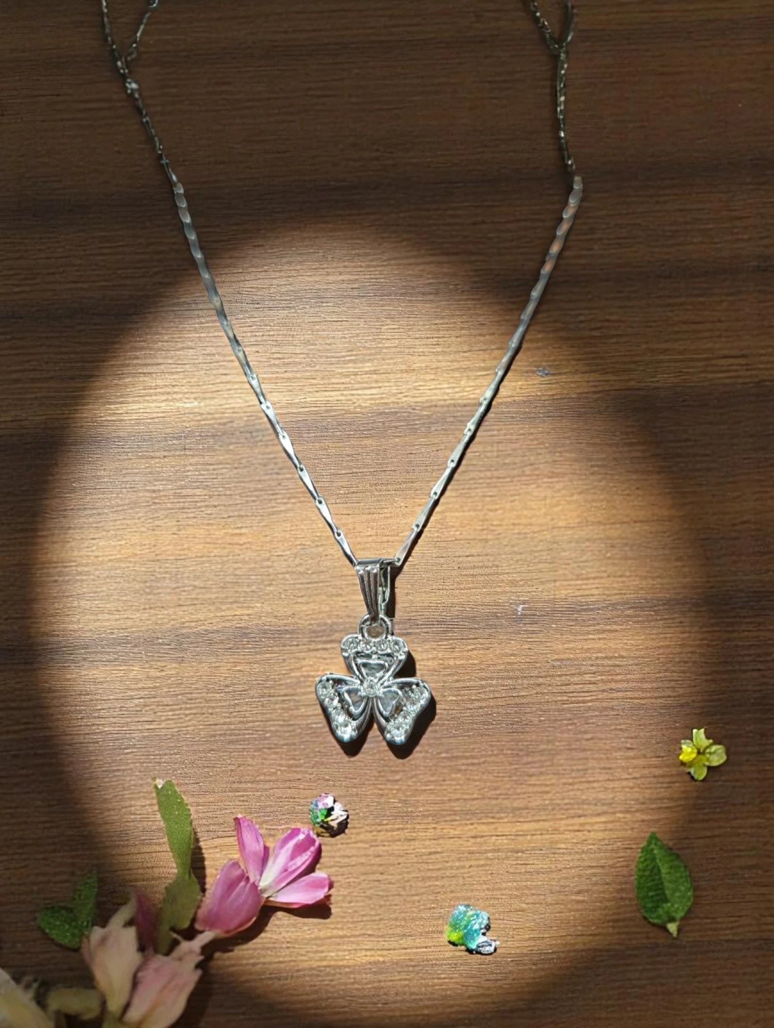 Sparkling Silver Pendant Necklaces with Stud Earrings
