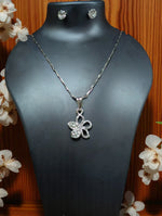 Sparkling Silver Pendant Necklaces with Stud Earrings