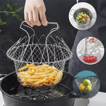 Stainless Steel Folding Frying Basket – Mesh Oil Drain Colander