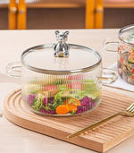 High Borosilicate Glass Saucepan – Clear Pot with Handles & Lid for Soup, Sauce & Heating