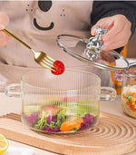 High Borosilicate Glass Saucepan – Clear Pot with Handles & Lid for Soup, Sauce & Heating