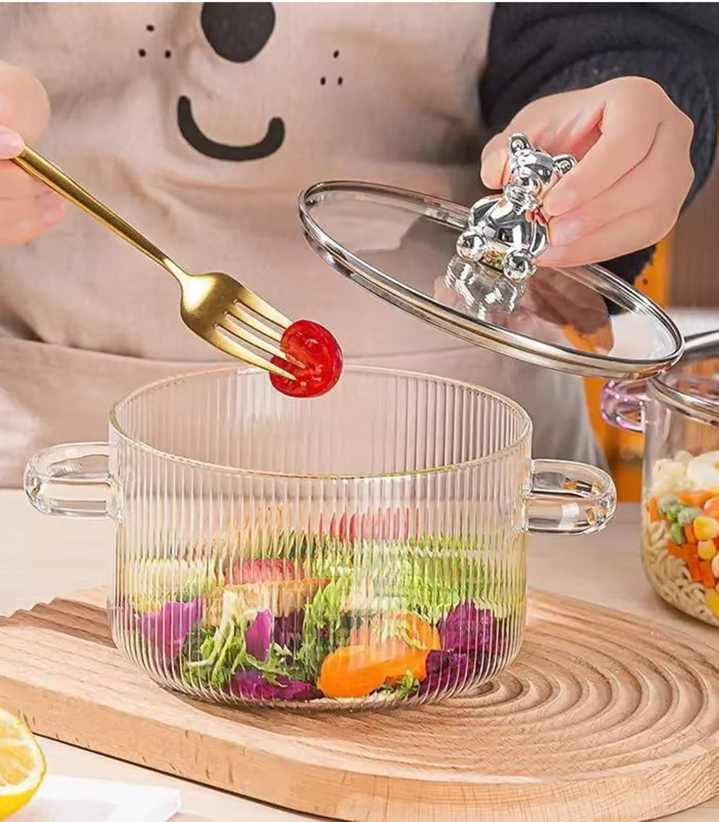 High Borosilicate Glass Saucepan – Clear Pot with Handles & Lid for Soup, Sauce & Heating