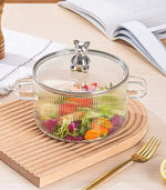 High Borosilicate Glass Saucepan – Clear Pot with Handles & Lid for Soup, Sauce & Heating