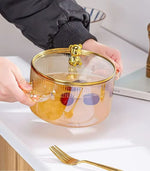 High Borosilicate Glass Saucepan – Clear Pot with Handles & Lid for Soup, Sauce & Heating