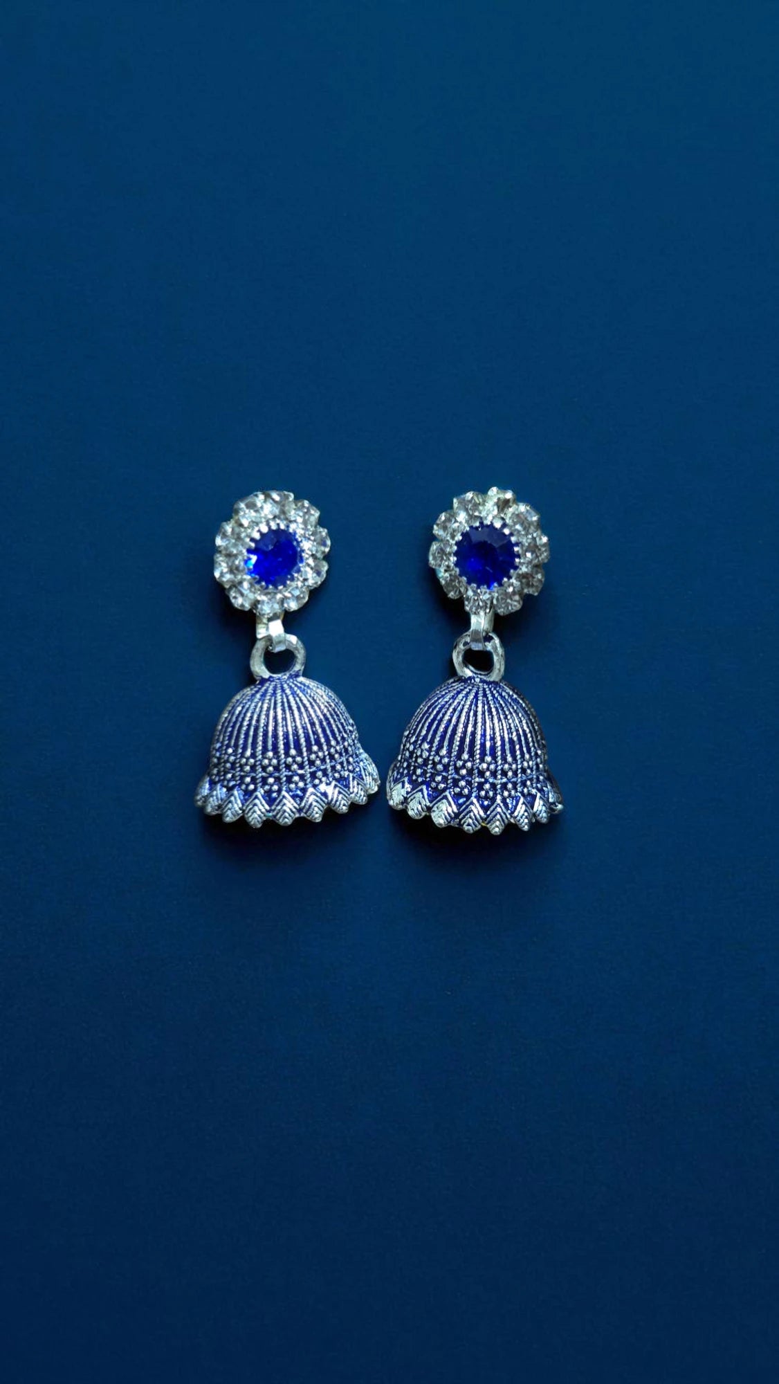 Traditional Jhumka Earrings with Stone Detail