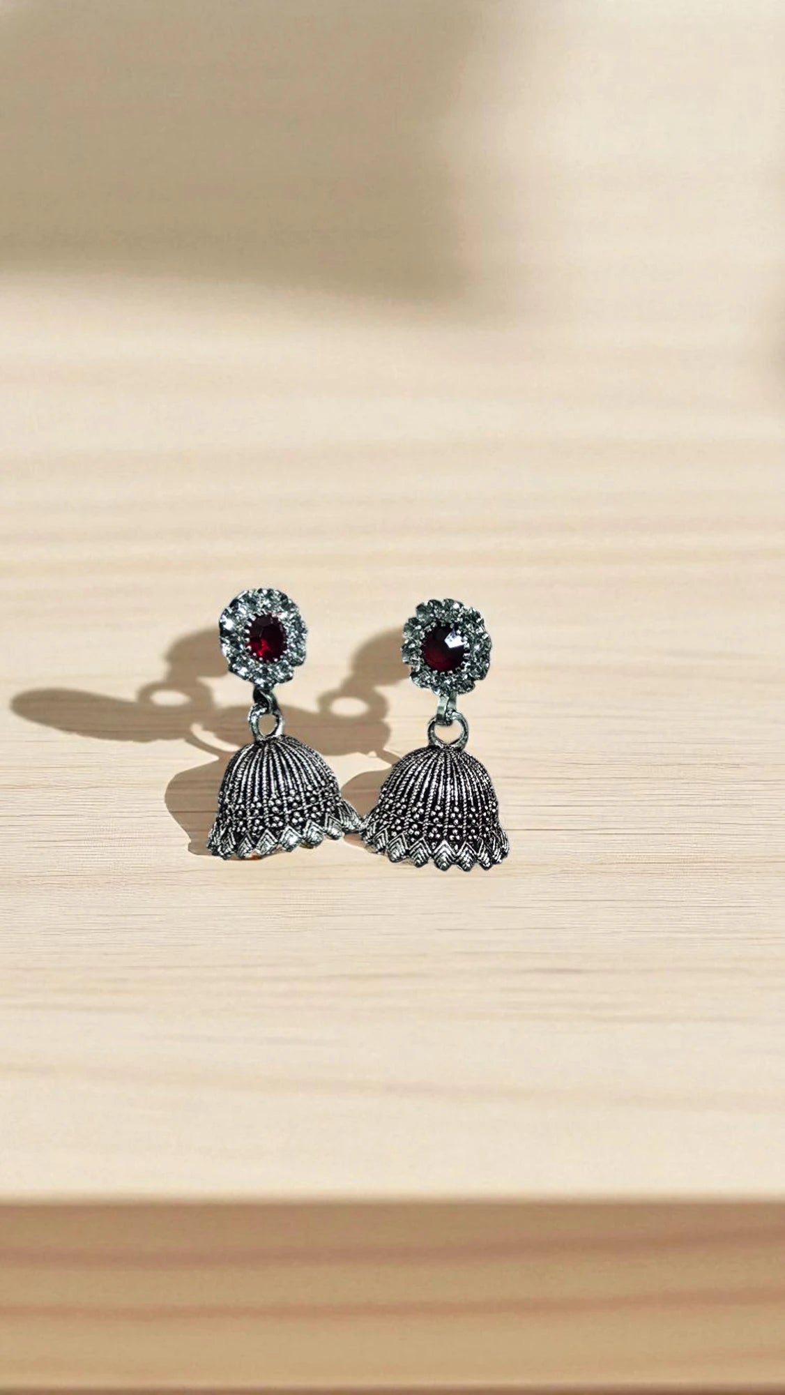Traditional Jhumka Earrings with Stone Detail