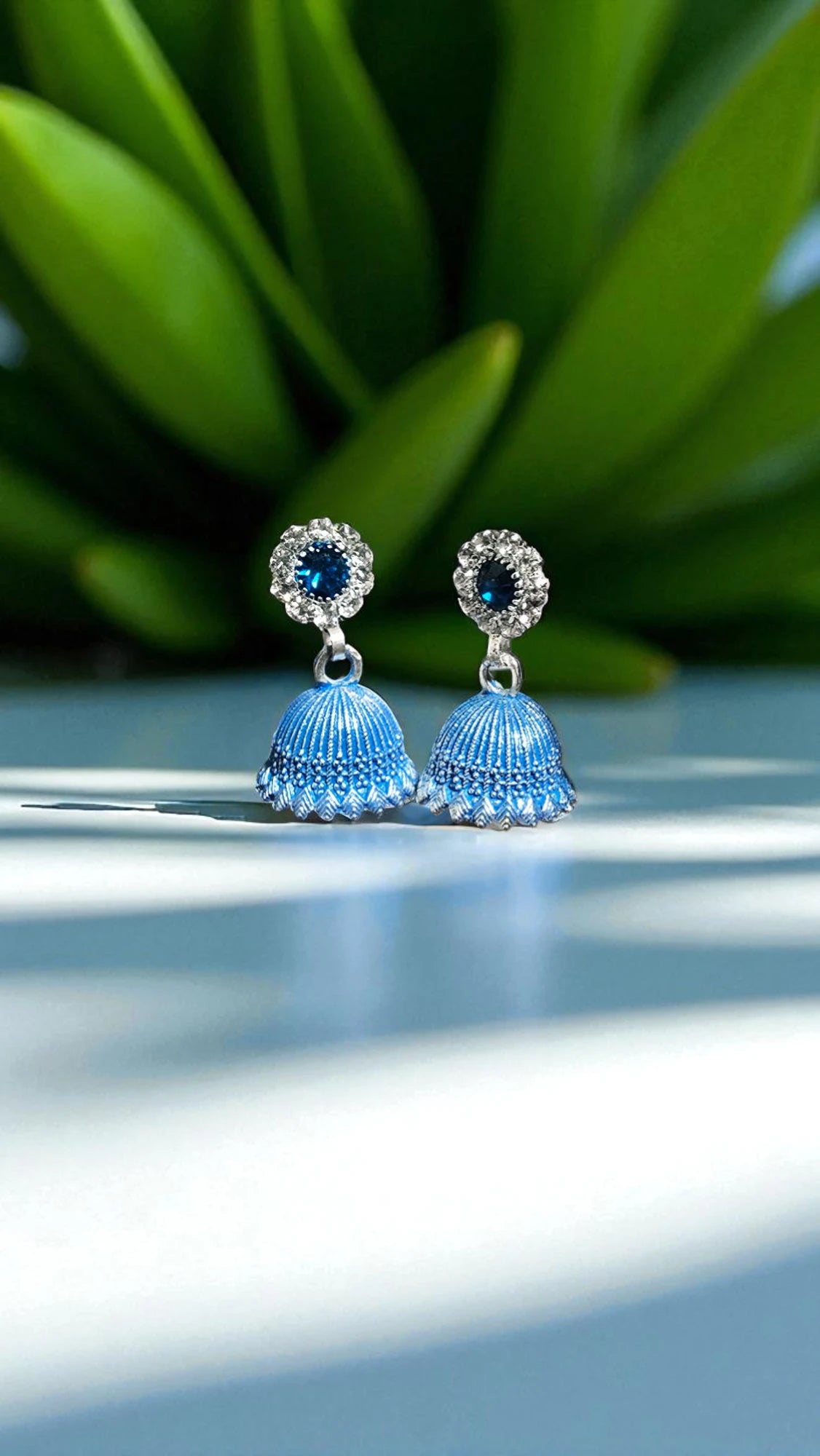 Traditional Jhumka Earrings with Stone Detail