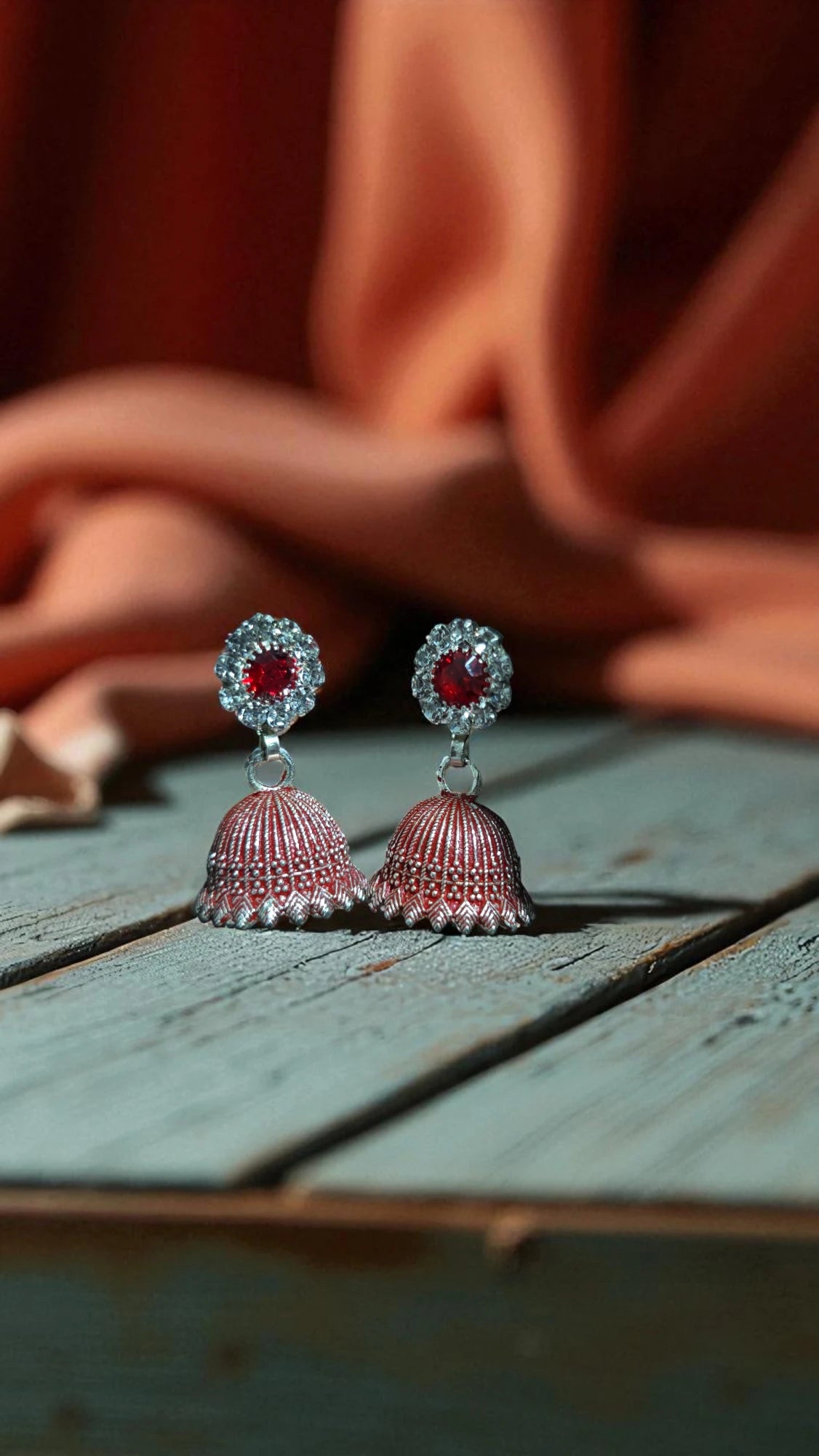 Traditional Jhumka Earrings with Stone Detail